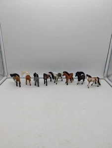 Lot Of 8 Vintage Felt Flocked Horse Lot Brown, Black, Gray, Spotted Used - Picture 1 of 20