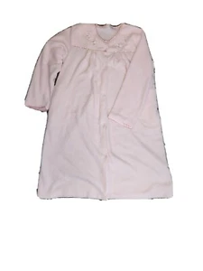 Camicia da notte/cappotto da casa Croft & Barrow rosa floreale con bottoni morbidi L calda - Foto 1 di 9