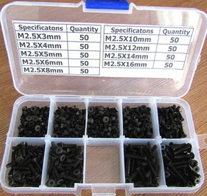 Kit surtido tornillos cabeza avellanada Allen hexagonal M2.5 seis ángulos 450 piezas - Imagen 1 de 4