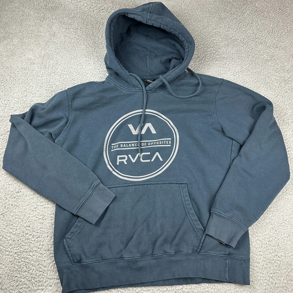 RVCA Adulto Pequeño S Frontal Logo Gráficos Pullover Informal Sudadera con Capucha Hombres Azul Foto 1 de 4