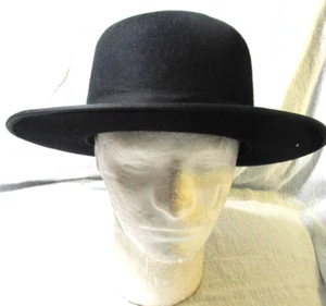 AUTHENTISCHER SCHWARZER AMISH MILLER HUT GRÖSSE 7 1/8 LANG OVAL HALLOWEEN KOSTÜM USA Sehr guter Zustand - Bild 1 von 13