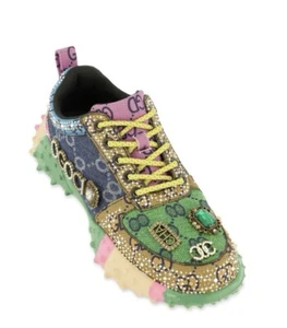 Rhinestone Color Block Low Top Lace Up Sneakers - Multi Color - Picture 1 of 5