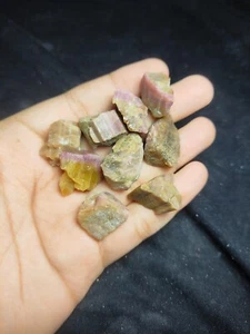 Pink Tourmaline with Yellow Green Hue, Raw Gemstone Natural Form Chunks 30-40cts - Picture 1 of 5