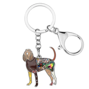 Enamel Alloy Rhinestone Cute Beagle Dog Keychains Car Key Ring Pets Charms Gifts - Picture 1 of 11