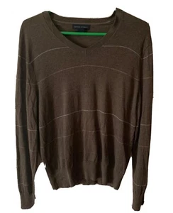 Banana Republic Silk blend cotton Cashmere V-Neck Brown Sweater Mens Size M - Picture 1 of 3