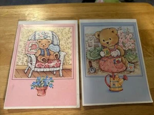 Lot Of 2 Vintage Montag Mead Co. Teddy Bear Stationery Mailbox Collection 1992 - Picture 1 of 16