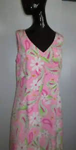 Fodero senza maniche Lilly Pulitzer taglia 10 seta spandex rosa floreale scollo a V nuovo senza etichette - Foto 1 di 9