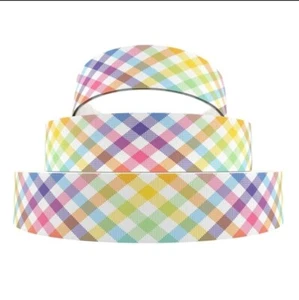 3/8" (1 yard) Plaid spring summer printed Grosgrain Ribbon 1274939 - Picture 1 of 1