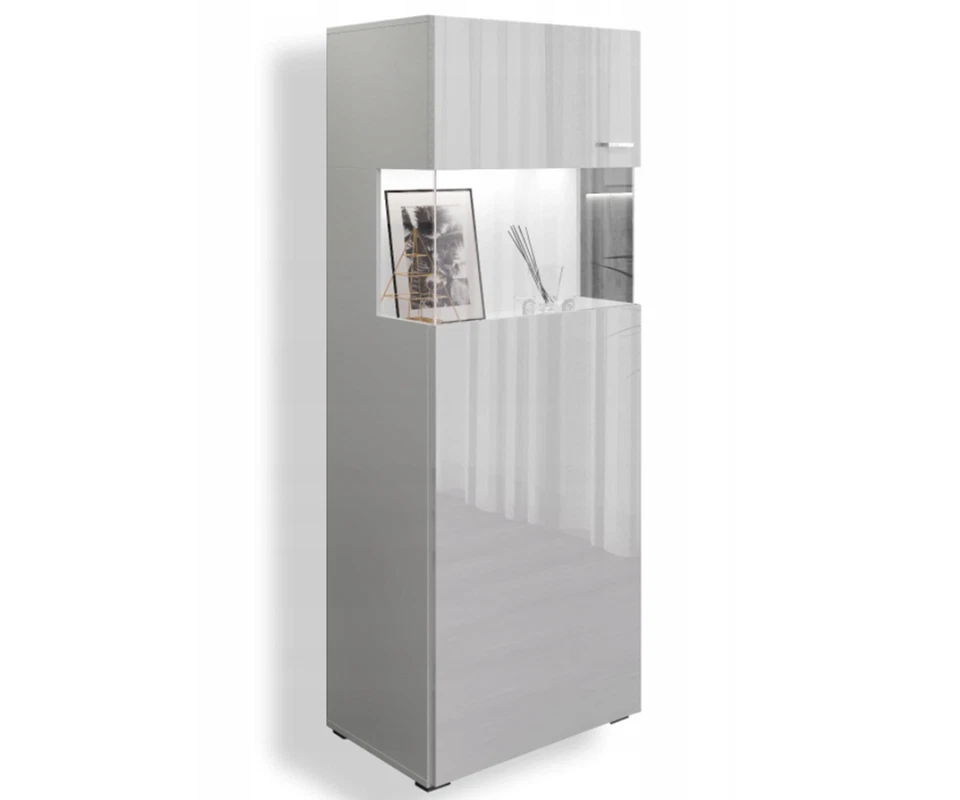 Vitrine Standvitrine Kommode Hochschrank Sideboard Brasilia 2 in Weiß - Bild 1 von 3