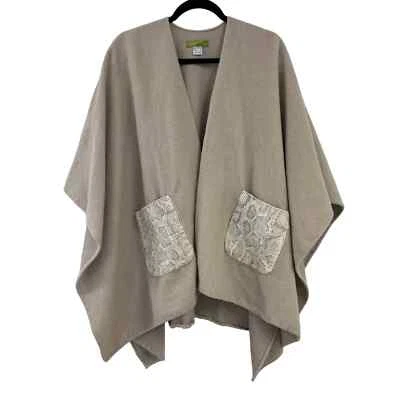 Itala Testino Ceilo Baby Alpaca & Wool Cape w/ Python Trim Pockets - Image 1 of 4
