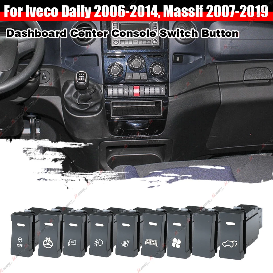 For Iveco Daily 2006-2014 12V Center Console Dashboard Control Switch Button - Image 1 of 1