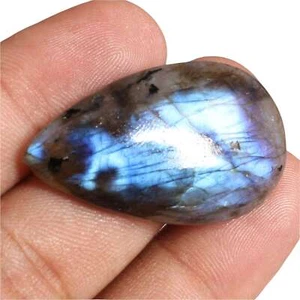 37.25 Cts. Blue Natural Labradorite Pear Cabochon Loose Gemstone S-4205 - Picture 1 of 3