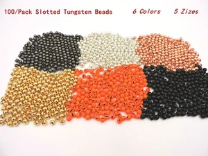 100 Slotted Tungsten Beads Copper Black Gold Silver Orange 5 Sizes - Picture 1 of 7