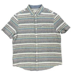 Original Penguin Mens XL Linen Cotton Blend Button Front Stripe Pocket Shirt - Picture 1 of 9