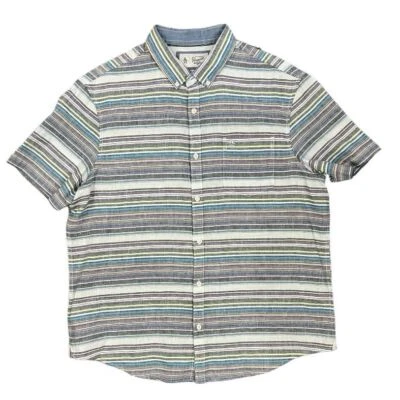 Original Penguin Mens XL Linen Cotton Blend Button Front Stripe Pocket Shirt - Image 1 of 4