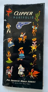 ca 1948 Pan Am Pan American Airways Clipper Portfolio Brochures Timetable Label - Picture 1 of 20