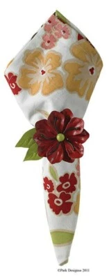 Park Designs Poppy Flower Metal Napkin Ring  -  NEW - Image 1 of 2