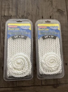 2 Marpac Premier 3/8" x 20' Double Braid Nylon Dock Line Boat Mooring Rope White - Picture 1 of 3