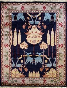 Rugstc 4,5x7 Pak Perser Blau Teppich, Handgeknüpft, Bild Jagd mit Wolle - Bild 1 von 5