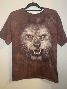 Herren T-Shirt L The Mountain Lion’s Face Löwenland Safari heftiges Brüllen - Bild 1 von 5