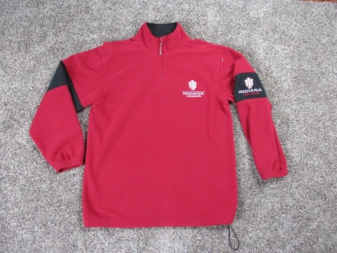 Vintage Indiana Hoosiers Fleece Jacket Mens Large Red Pullover Black College y2k Cover