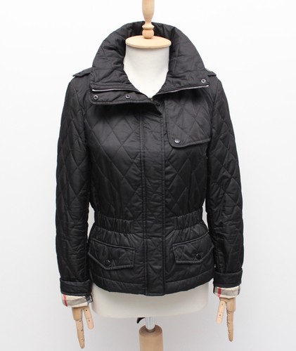 Giacca cappotto donna BURBERRY trapuntato nero blazer nova check foderato taglia adatta S M