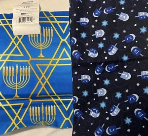 11.5"x43" Dreidel on Navy & 18"x 21" Menorah Cotton Fabric - Picture 1 of 1