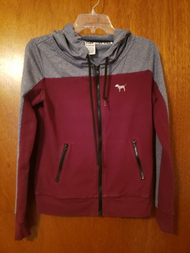 UNDERCOVER Felpa donna ROSA Victoria Secret con cappuccio grigio bordeaux taglia XS USATA IN OTTIME CONDIZIONI