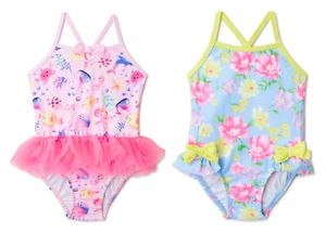 Wonder Nation Baby Toddler Girl One-Piece Floral & Marine life Tutu Swimsuit New - Picture 1 of 7
