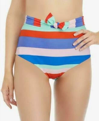 Raisins Junior Large Striped Red High Waist Cheeky Bikini Swimsuit Bottoms NWT L - Image 1 of 4