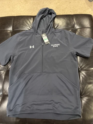 Colorado State Rams Under Armour Hoodie Shirt Short Sleeve Men's Gray New Cover