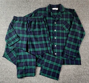 Vermont Country Store Pajama Set Mens Med Black Watch Tartan Plaid Flannel - Picture 1 of 24
