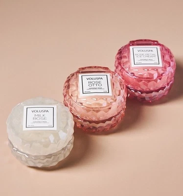 Anthropologie VOLUSPA Macaron Velas Rosas Rosa Colección Trío Set De 3 NUEVO Foto 1 de 4