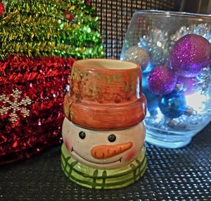 Vintage 4” Hallmark Ceramic Snowman Candle  NEW Never Used. See Pics VHTF. - Picture 1 of 12