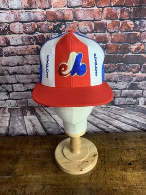 Vintage Montreal Expos ADJ Snap Back Lucky Stripes Trucker Cap MLB NOS Rare - Image 1 of 4