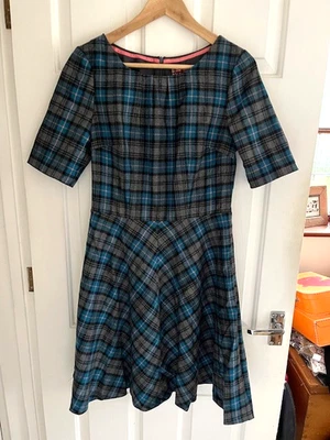 Vestido BODEN Isla Azul y Gris Tartán Mezcla Lana Tweed by Moon EXCELENTE 12 Foto 1 de 4