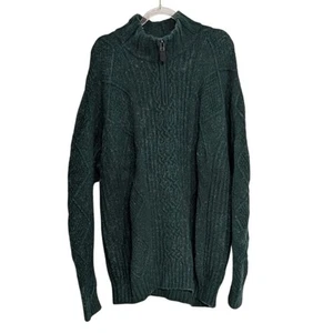 Jos A Bank Zopfmuster 1/4 Zip Pullover Herren Größe XXL Grün Lammwollmischung - Bild 1 von 10