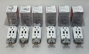 Legrand Pass & Seymour w/USB Ports-White-Fast TR20USBAC6W Qty 6 - Picture 1 of 5