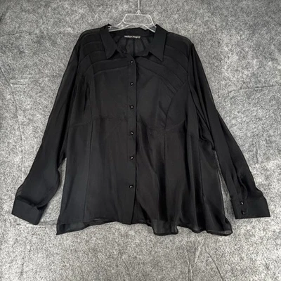 Madison Paige II BLouse Women's 2 X Black Sheer Camisole Loose Flowy Plus - Image 1 of 4