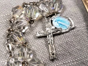 Vintage Bracelet Rosary Sterling Silver Glass Beads Christian Religious B13 - Picture 1 of 5