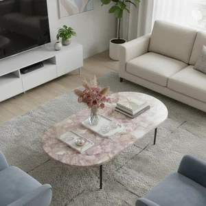 Luxury Yellow Agate Dining Table – Natural Gemstone Handmade Home Decor - Picture 1 of 9