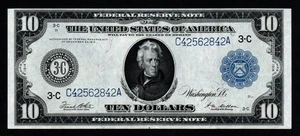 1914 $10 PHILADELPHIA LARGE Size BEAUTIFUL AU+ Federal Reserve Note! - Picture 1 of 2