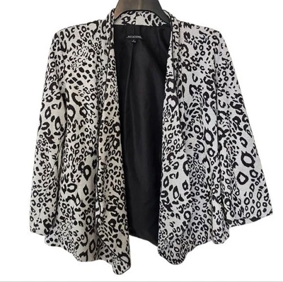 Notations Open Front Leopard Print Blazer Size Small - Image 1 of 4