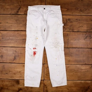 Pantalones Carpintero Vintage Dickies 34x34 Pintor Unisex Recto Blanco - Imagen 1 de 10