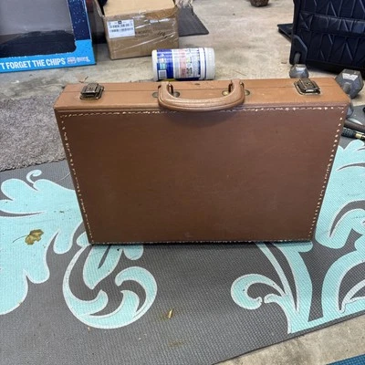 Vintage Brown Leather Hard Shell Briefcase - Image 1 of 4