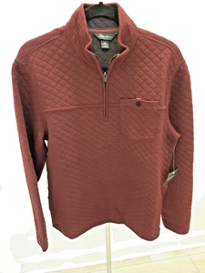 Pullover Eddie Bauer Para Hombre Nuevo con Etiquetas Talla M Acolchado 1/4 Cremallera Borgoña Tejido Diamante $79 - Imagen 1 de 12