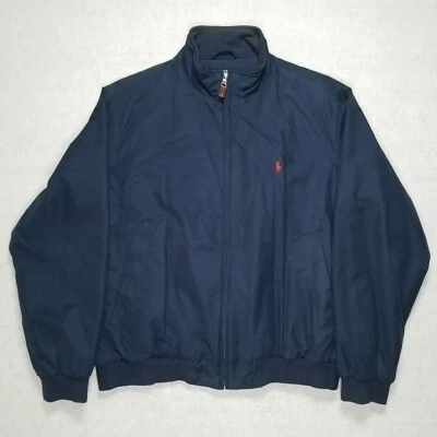 Vtg Polo By Ralph Lauren Classic Harrington Men's Navy Jacket L Wool Mix Lining  - Image 1 of 4