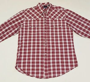 Roper Western Hemd Herren Größe XL rot kariert Unikat Perlen Druckknopf - Bild 1 von 9