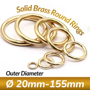 Circle O Rings Solid Brass Round Rings Ø 20mm-155mm Handbags Ring Circles - Picture 1 of 38