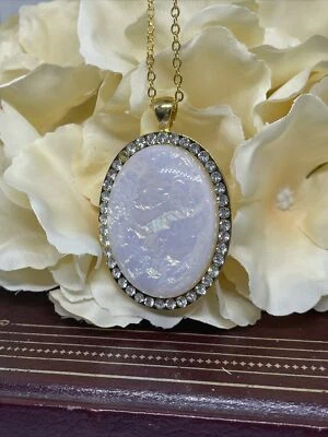 Festa de ANIVERSÁRIO Fantasia Grande Opala Ouro Bling Cristal Colar Declaração Casamento - Imagem 1 de 4